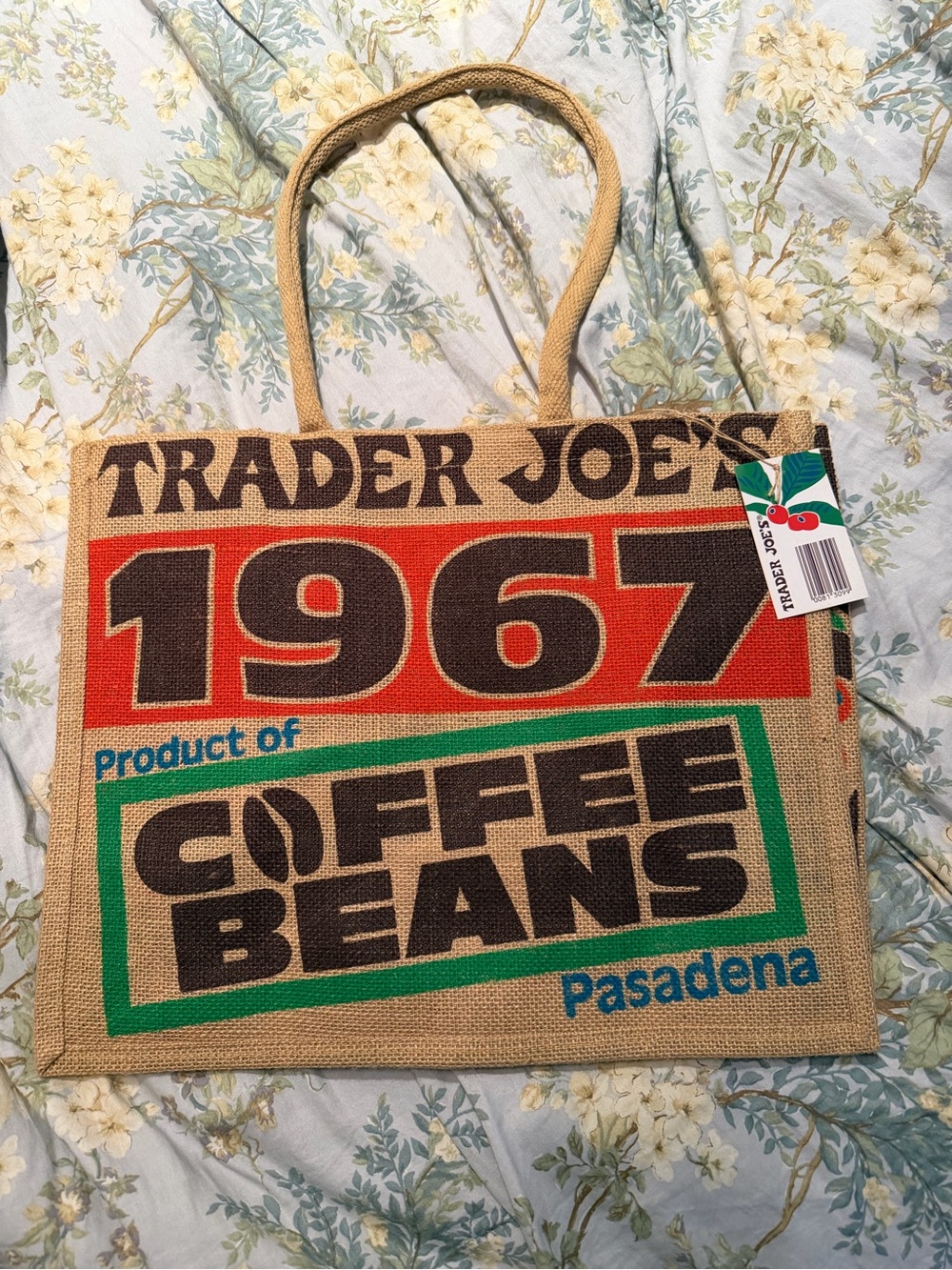 Trader Joe's 1967 Coffee Beans Jute Tote Bag - Natural